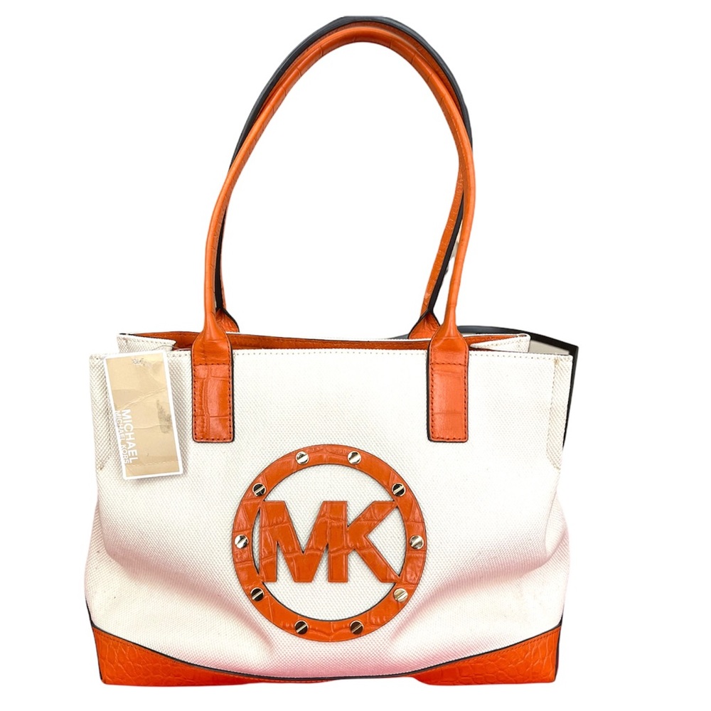 Vintage Michael Kors Orange 🍊 Croc 🐊 and Canvas - Picture 2 of 15